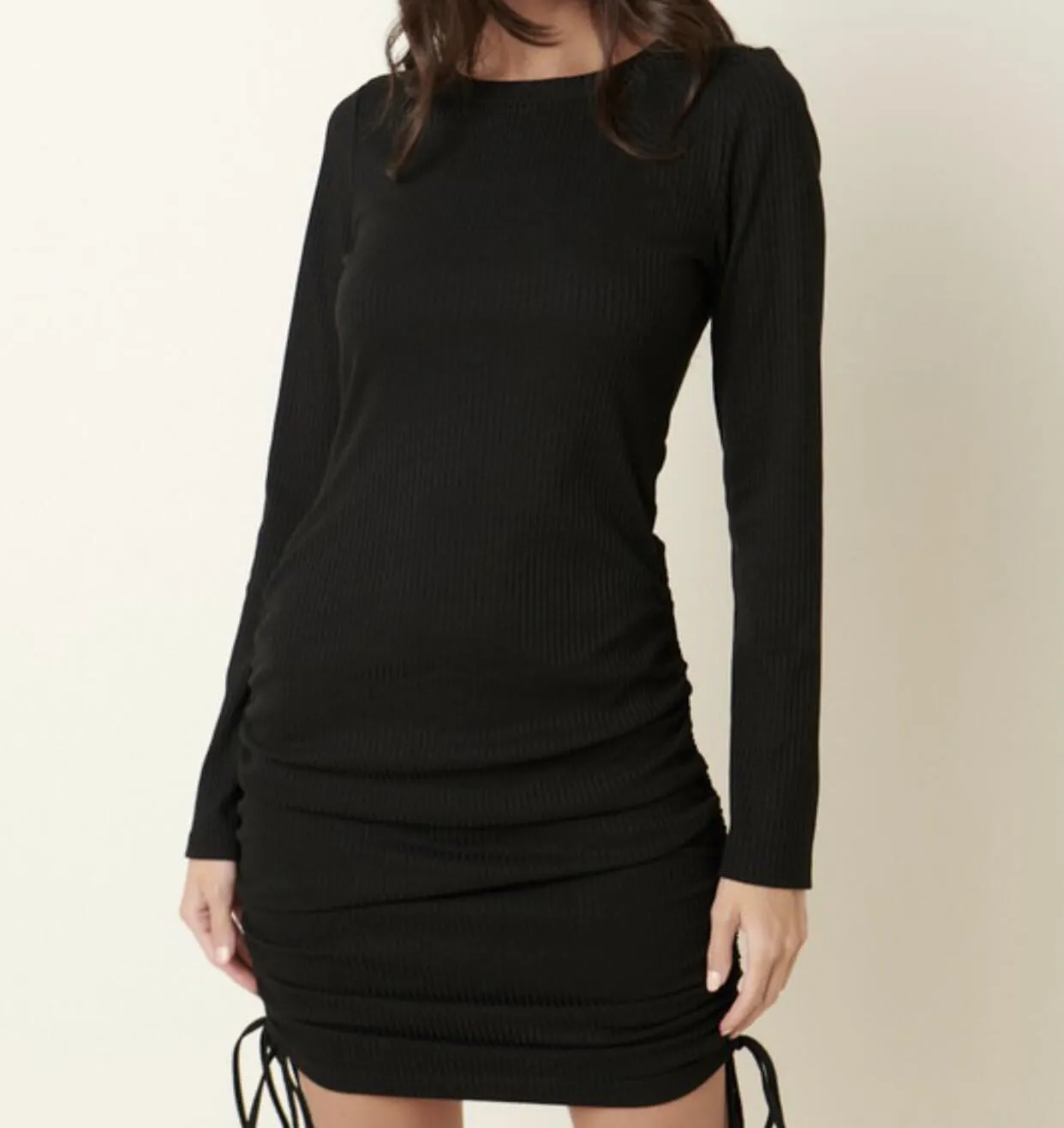 The Kimberly Dress: Ruched Detail Cut Out Back Mini Dress