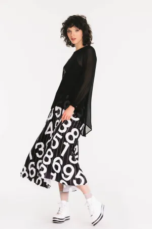 Toby Pleats Please Skirt Numbers Black & White