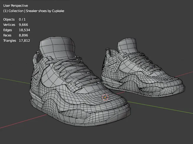 (Unisex) Sneaker shoes v2 (3D Model Assets)(Commercial license)