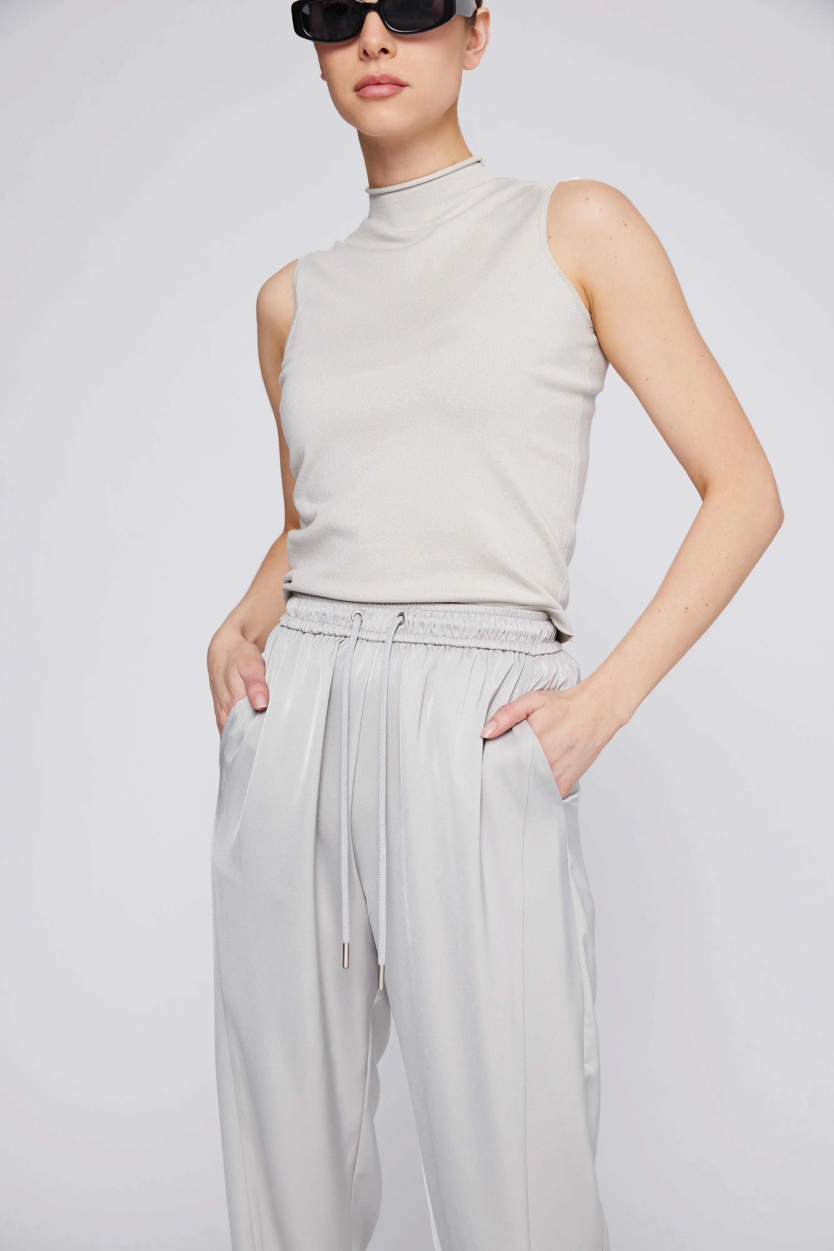 Vera Satin Jogger Silver