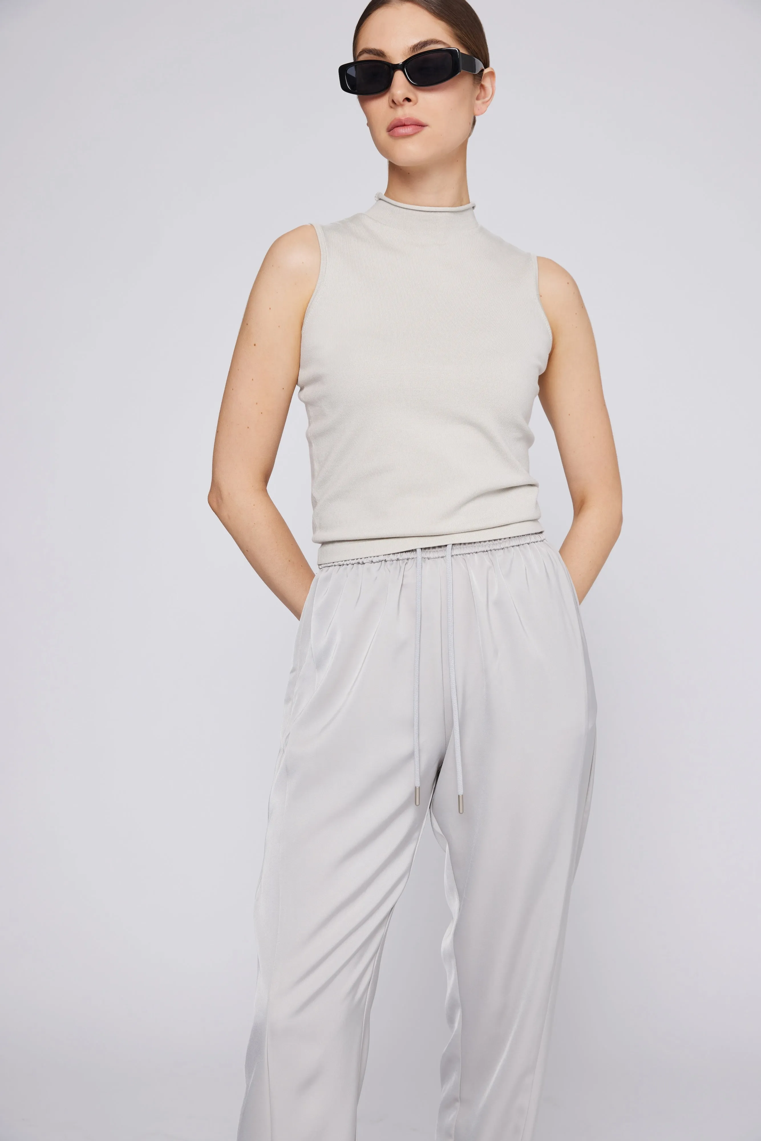 Vera Satin Jogger Silver