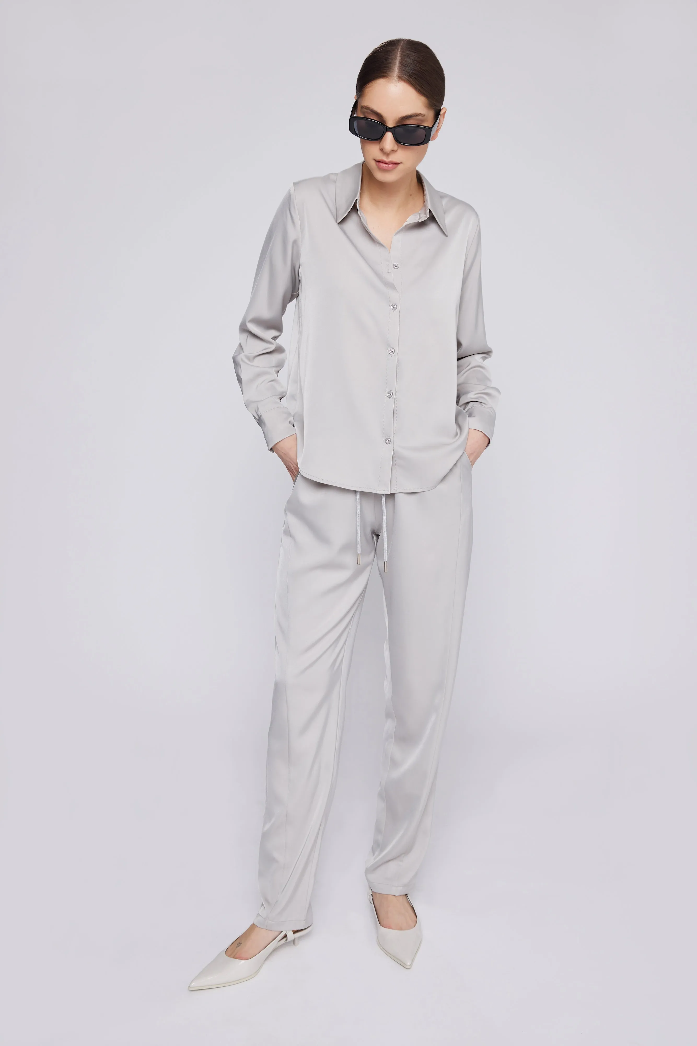 Vera Satin Jogger Silver