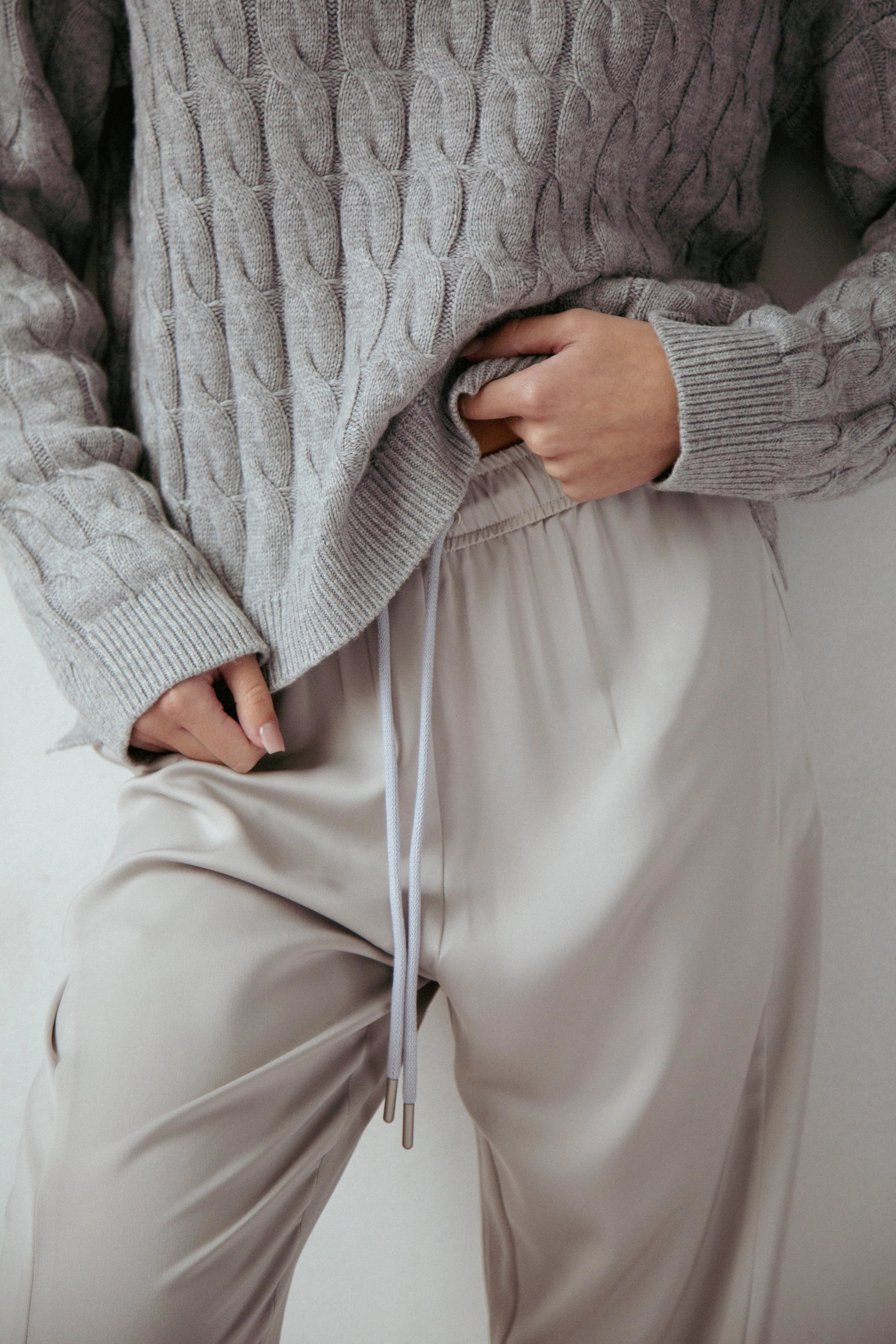 Vera Satin Jogger Silver