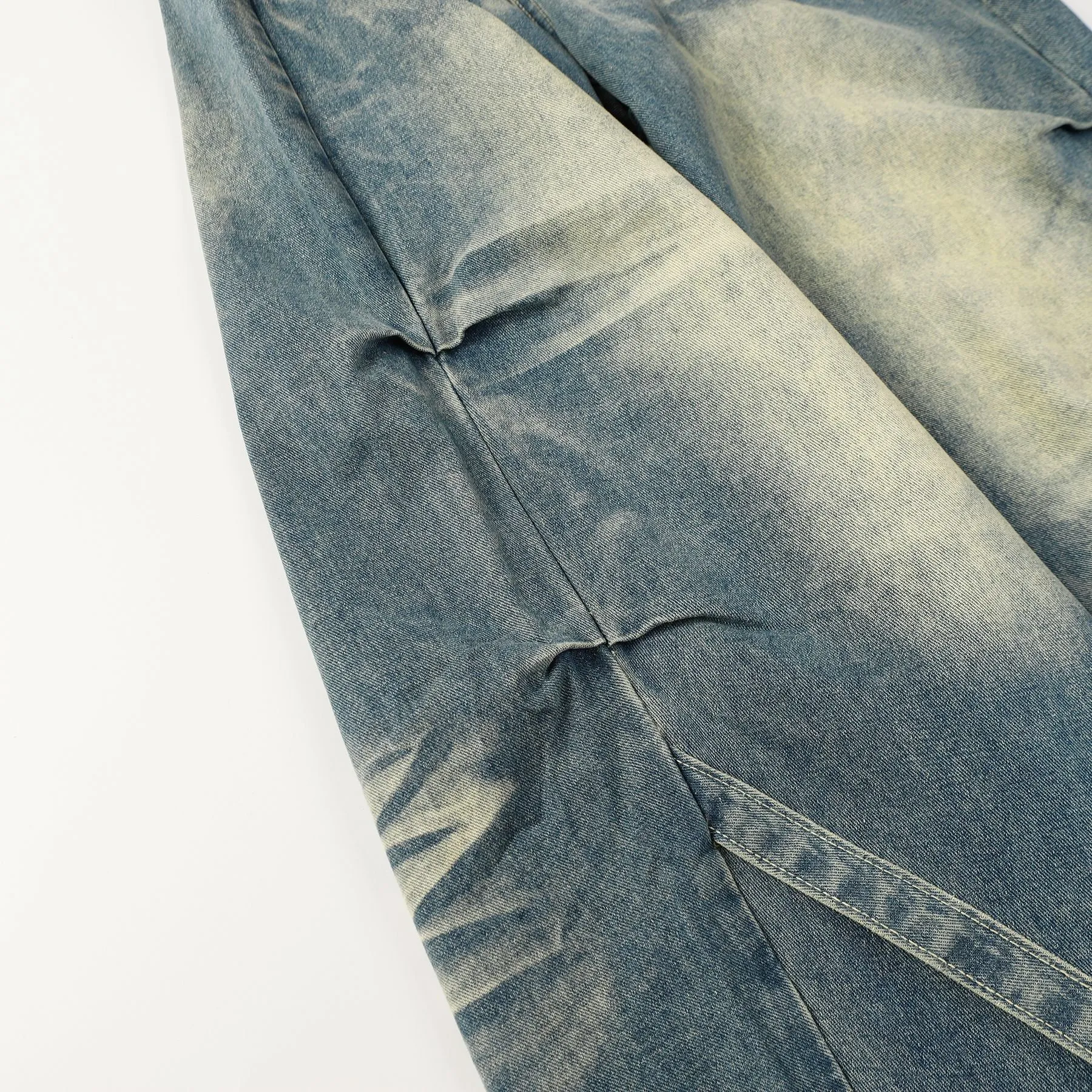 Vintage Wash Denim Wide-Leg Pants