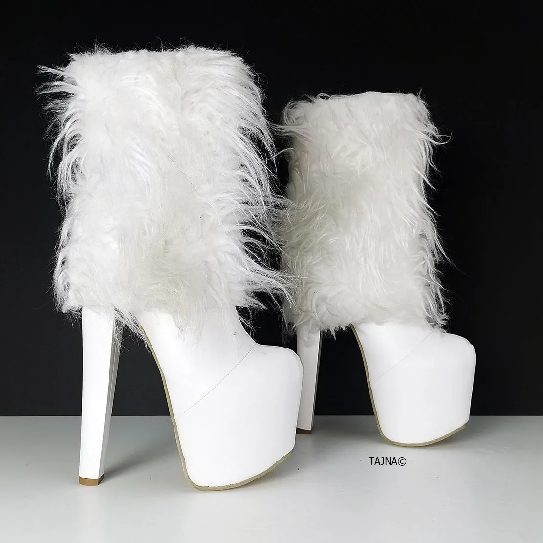 White Fur Heel Boots Dual Use