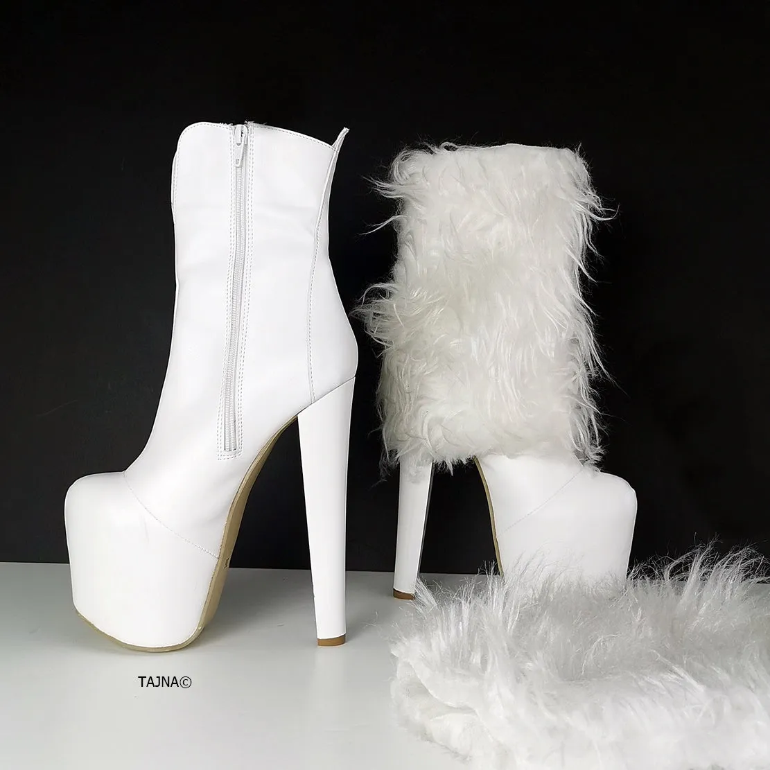 White Fur Heel Boots Dual Use