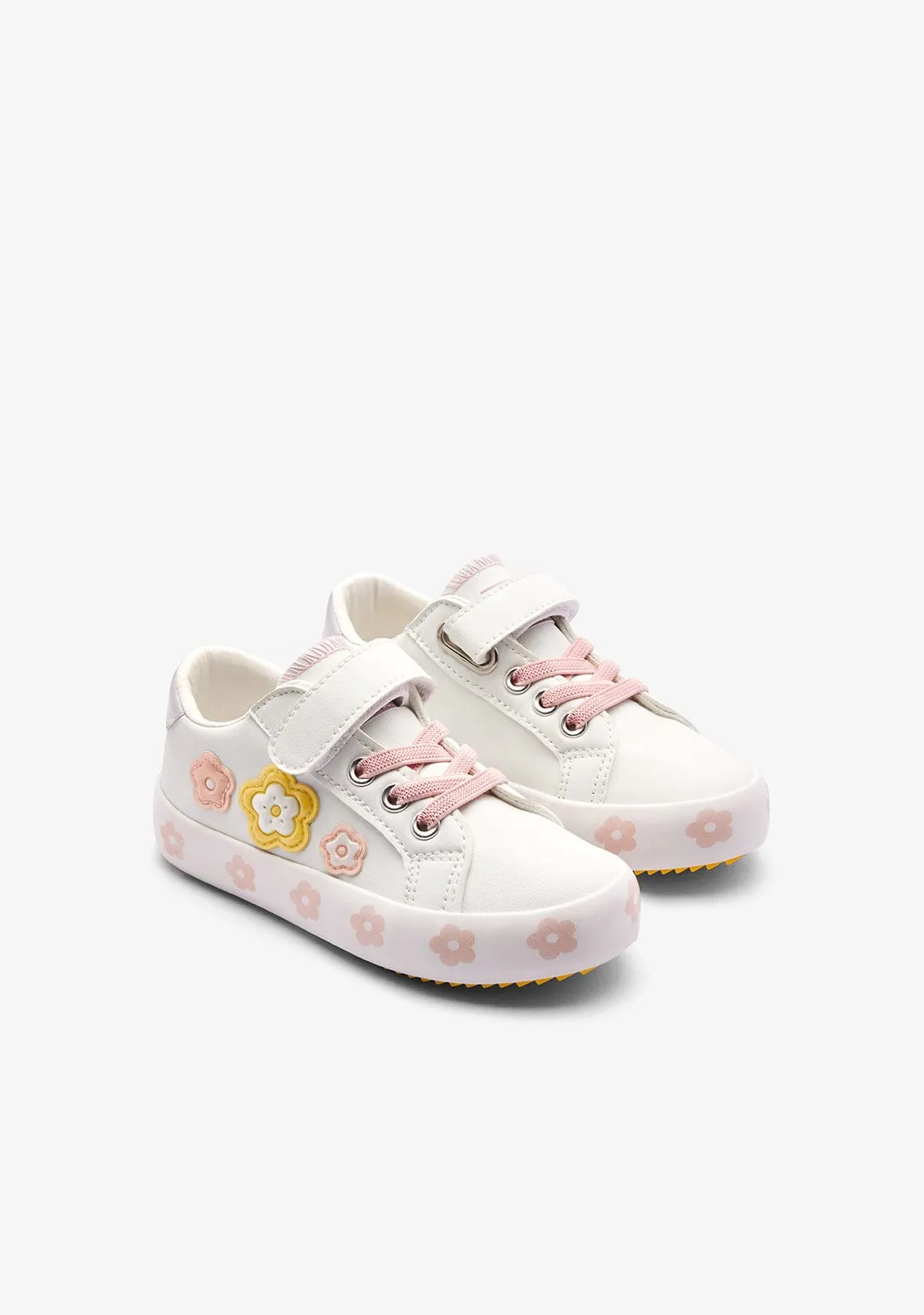 White / Multi Flowers Sneakers