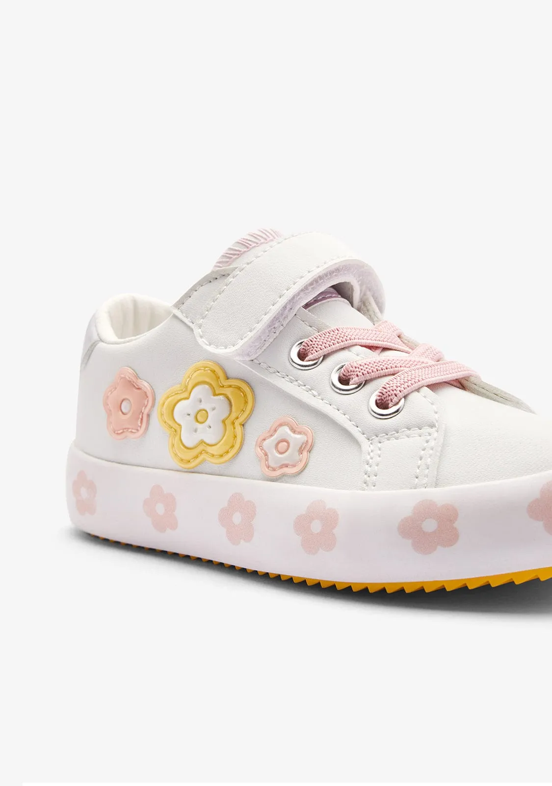 White / Multi Flowers Sneakers