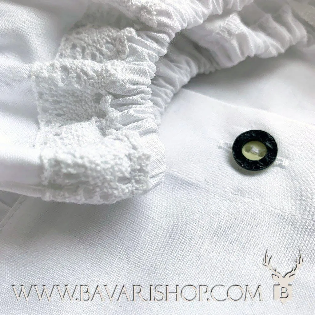 Women's Carmen style Bavarian blouse "Micha" with buttons - White