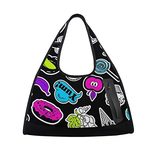 Yoga Bag Black Apple Ice Cream Doughnut Mens Camp Duffel Bags Crossbody Shoulder Gym Travel Bag