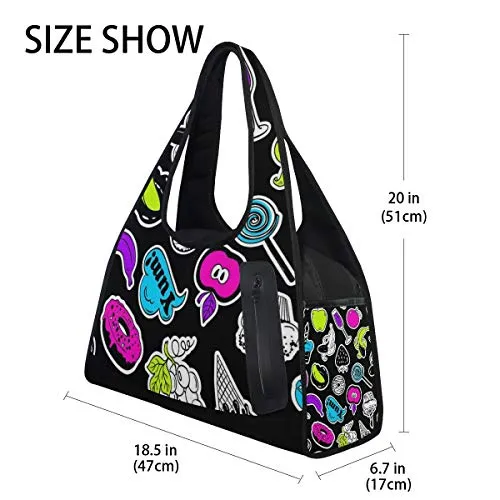 Yoga Bag Black Apple Ice Cream Doughnut Mens Camp Duffel Bags Crossbody Shoulder Gym Travel Bag